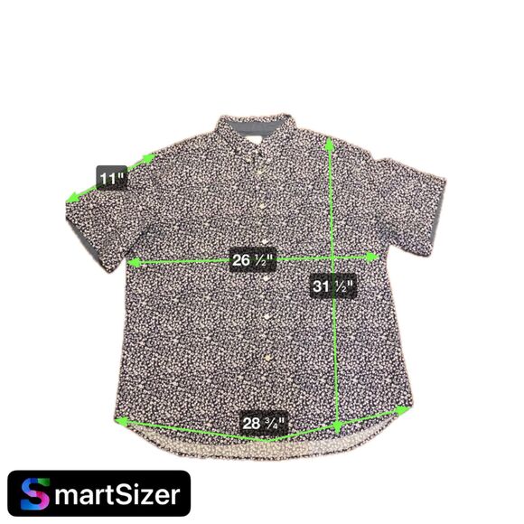 JACHS NEW YORK Men's Navy and White XXL Floral Short Sleeve Button Down - Picture 2 of 8